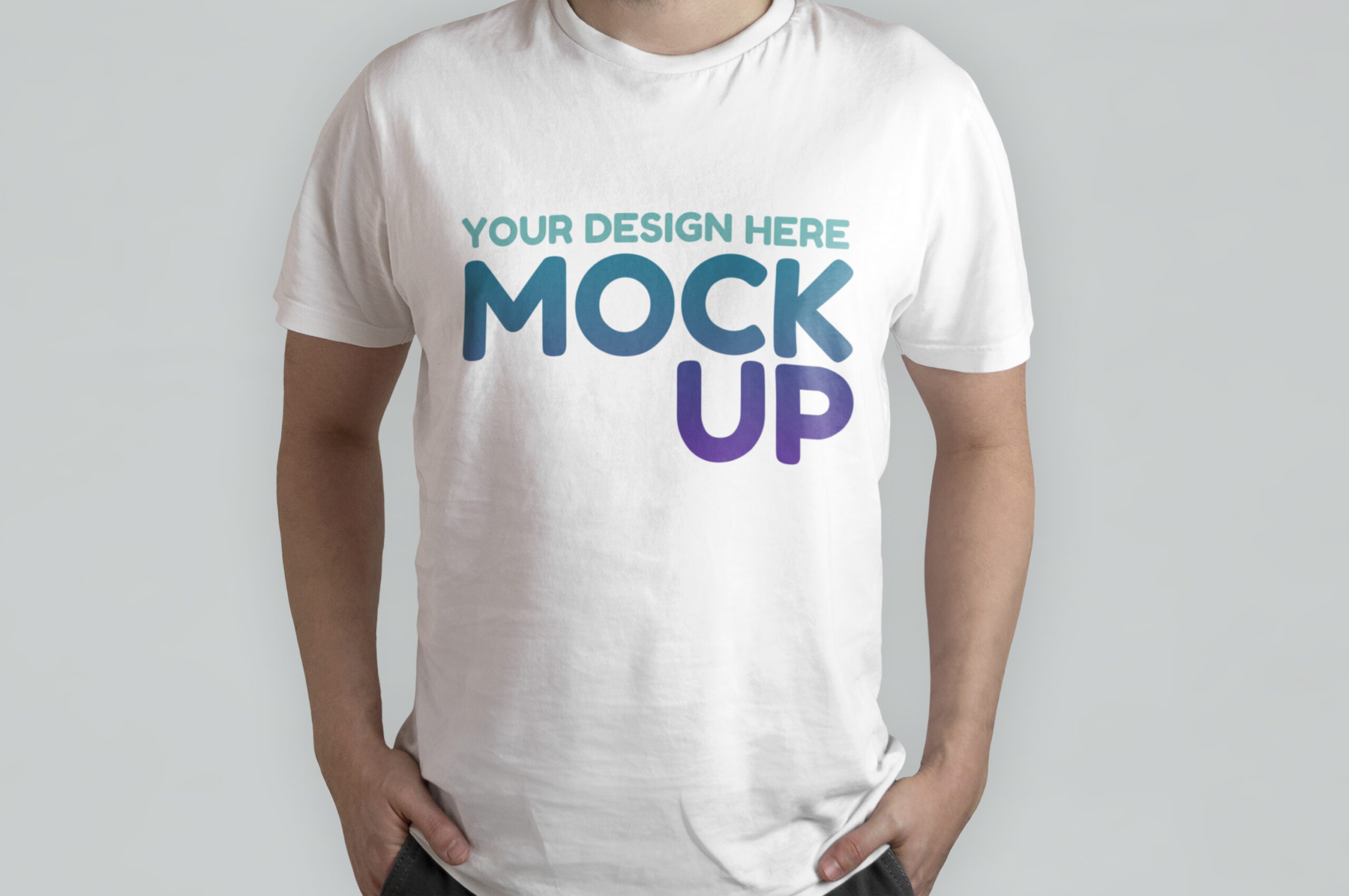 White T-Shirt Model Front View Mockup White T-Shirt Model Front View Mockup